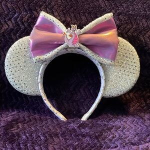 Custom homemade Silver Glitter mouse Ears